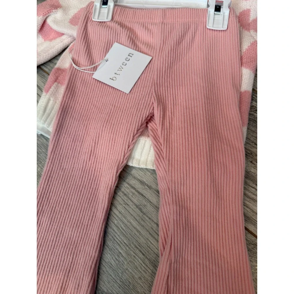 Btween Cardigan Flare Pants Headband Set 2T Girls Heart 3 pc NWT Outfit Toddler - Picture 4 of 13